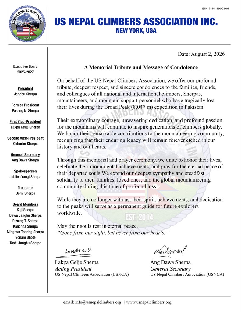 A Memorial Tribute and Message of Condolence